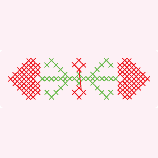 Cross Stitch Twin Hearts with Green Scroll Center preview