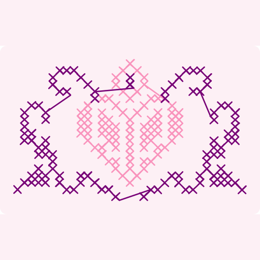 Cross Stitch Pink Heart with Scroll Wings preview