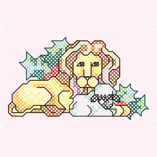 Cross Stitch Lion and Lamb with Holly preview
