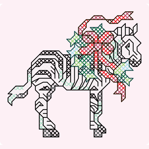 Cross Stitch Christmas Zebra with Holly Wreath preview