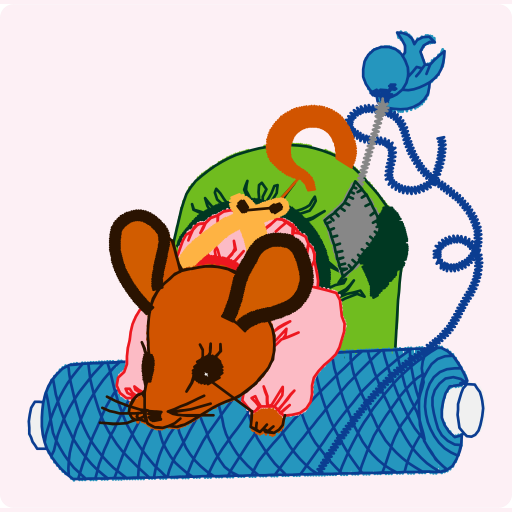 Mouse Resting on Thread Spool with Patched Dress preview