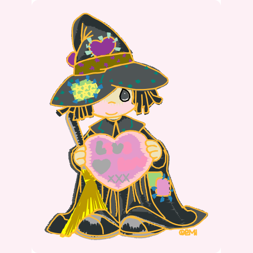 Little Witch Holding Love Heart Sign preview