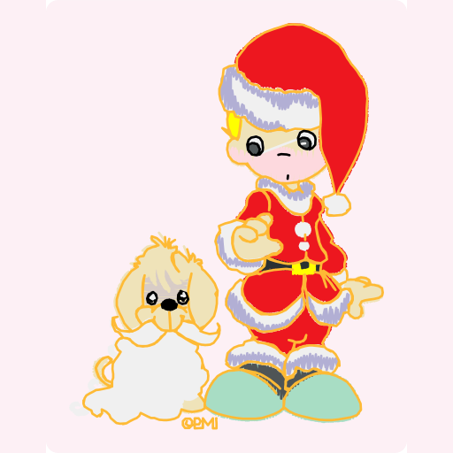 Little Santa Boy with Bearded Puppy preview